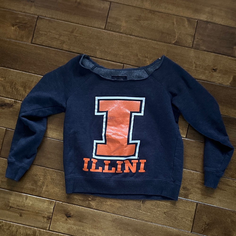 PINK Victoria's Secret Navy and Orange Illini Sweatshirt